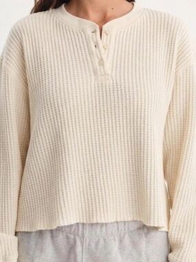 Mate the label Organic Waffle Cropped Henley Bone $138 retail
